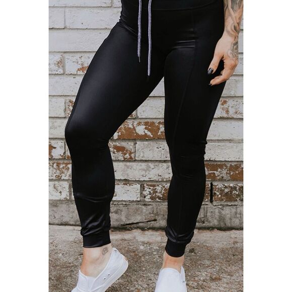 Celestial Bodiez Hybrid Street Joggers in Glossy Black Size Small - Picture 3 of 10
